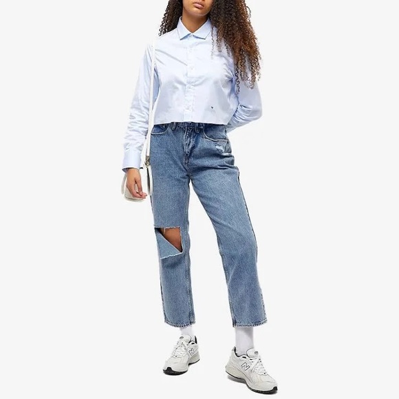 NWT Good American Good 90s Duster Straight Leg Jean in Blue950 - Picture 3 of 8